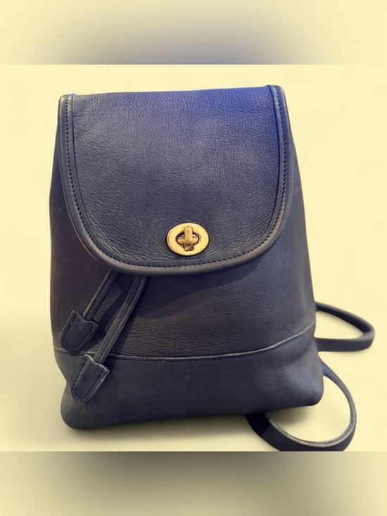 Coach Handbags - Vintage COACH 9960 Daypack Navy Leather Drawstring Mini Backpack Y2K